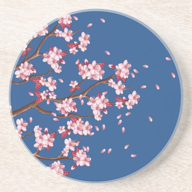 Cherry Blossom Branches Sandstone Coaster (Front)