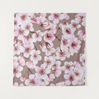 Cherry Blossom Branches Watercolor Pattern Tapestry