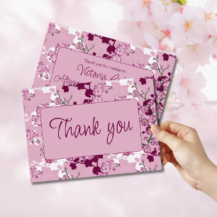 Cherry Blossom Bridal Shower Elegant Pink Floral Thank You Card