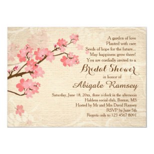 cherry blossoms bridal shower invitations zazzle