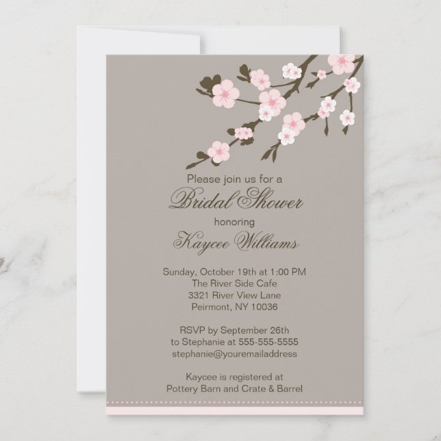 Cherry Blossom Bridal Shower Invitation (Front)