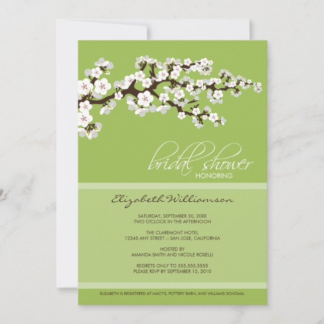Cherry Blossom Bridal Shower Invitation (apple) (Front)