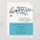Cherry Blossom Bridal Shower Invitation (aqua) (Front/Back)