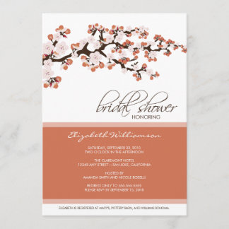 Cherry Blossom Bridal Shower Invitation (coral)