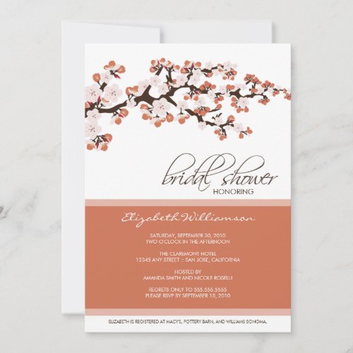Cherry Blossom Bridal Shower Invitation (coral)