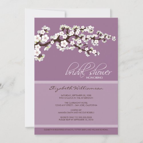 Cherry Blossom Bridal Shower Invitation (lavender)