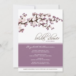 Cherry Blossom Bridal Shower Invitation (lilac)