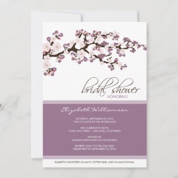 Cherry Blossom Bridal Shower Invitation (lilac) by TheWeddingShoppe at Zazzle