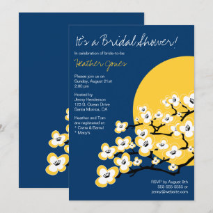 Cherry Blossom Bridal Shower Invitation - Navy