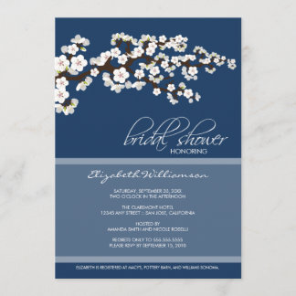 Cherry Blossom Bridal Shower Invitation (navy)