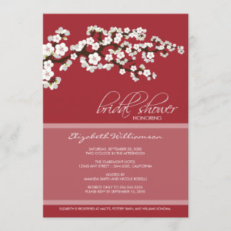 Cherry Blossom Bridal Shower Invitation (red)