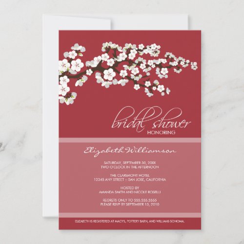 Cherry Blossom Bridal Shower Invitation (red)