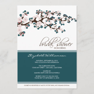 Cherry Blossom Bridal Shower Invitation (teal)