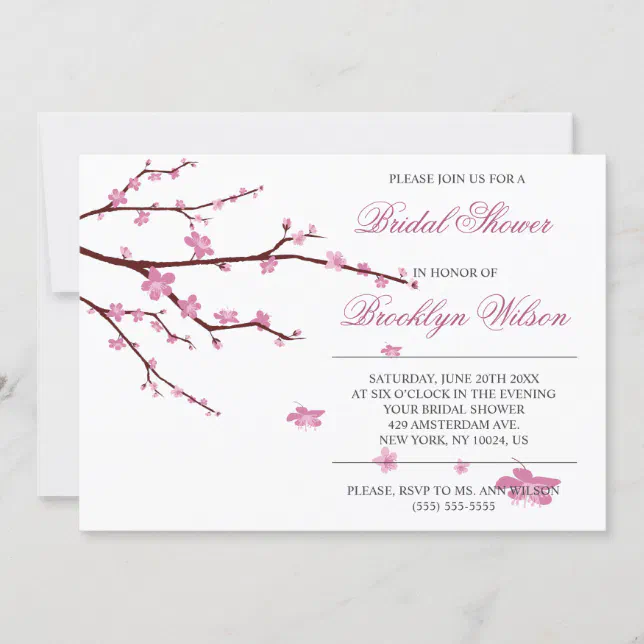 Cherry Blossom Bridal Shower Invitations Zazzle