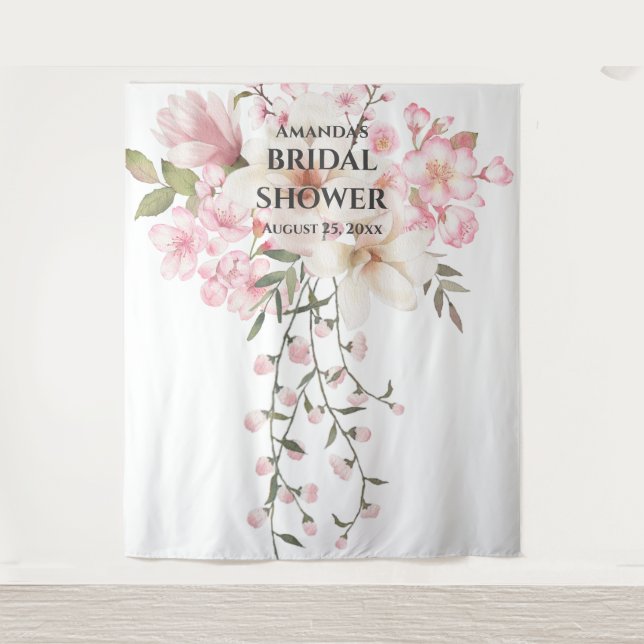 Cherry Blossom Bridal Shower Photo Booth Backdrop (Front)