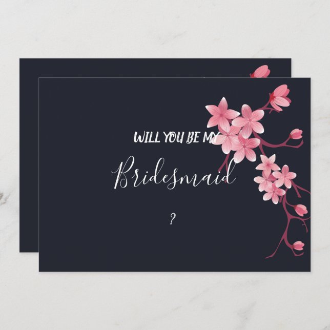 Cherry Blossom  Bridesmaid Invitation (Front/Back)