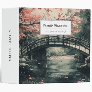 Cherry Blossom Bridge Sumi-E Landscape (1) 3 Ring Binder