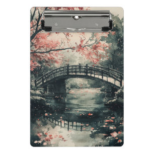 Cherry Blossom Bridge Sumi-E Landscape (1) Mini Clipboard