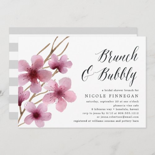 Cherry Blossom  Brunch  Bubbly Invitation