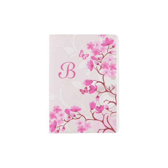 Cherry Blossom Butterflies 2 Passport Holder (Front)