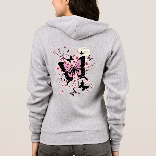 Cherry Blossom Butterflies Hoodie (Back)