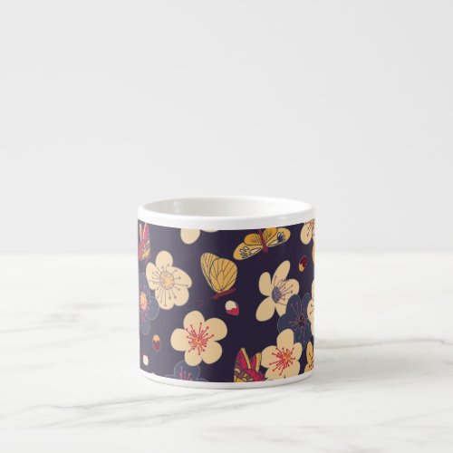 Cherry Blossom Butterfly Asian Print Espresso Cup