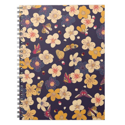 Cherry Blossom Butterfly Asian Print Notebook