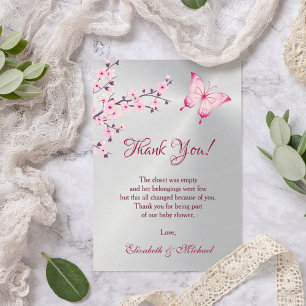 Cherry Blossom Butterfly Baby Shower   Thank You