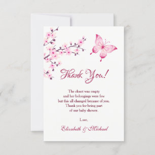 Cherry Blossom Butterfly Baby Shower Thank You