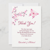 Cherry Blossom Butterfly | Baby Shower Thank You Invitation