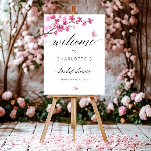 Cherry Blossom Butterfly Bridal Shower Welcome Foam Board