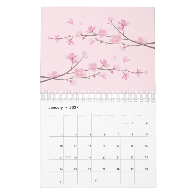 Cherry Blossom Calendar (Jan 2027)