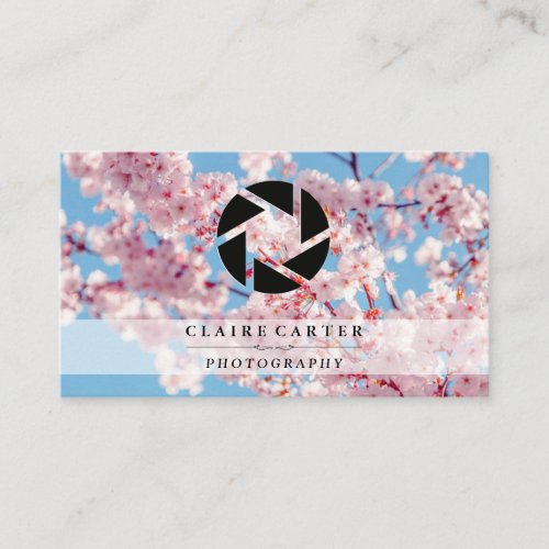 Cherry Blossom  Camera Lens Icon Business Card