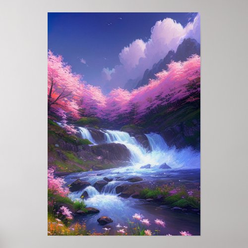 Cherry Blossom Cascade Poster