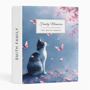 Cherry Blossom Cat and Butterflies (4) Mini Binder