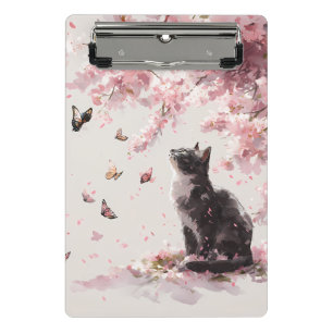 Cherry Blossom Cat and Butterflies (9) Mini Clipboard