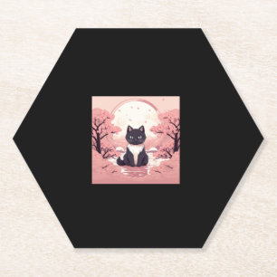 Cherry Blossom Cat_ Japan’s Halloween Magic Paper Coaster