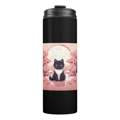 Cherry Blossom Cat_ Japans Halloween Magic  Thermal Tumbler