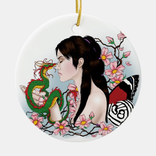 Cherry Blossom Ceramic Ornament