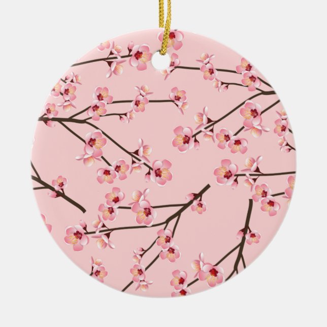 Cherry Blossom Ceramic Ornament (Front)