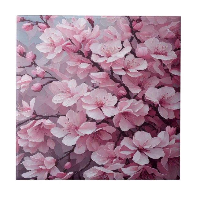 Cherry blossom  ceramic tile (Front)