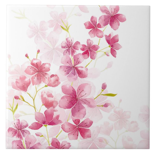 Cherry blossom ceramic tile (Front)