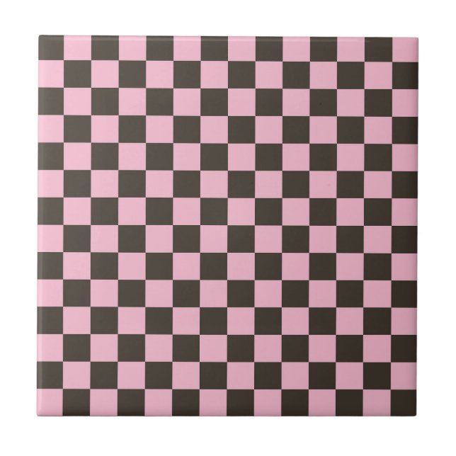 Cherry blossom checkered board pattern ceramic tile (Front)