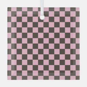 Cherry blossom checkered board pattern glass ornament