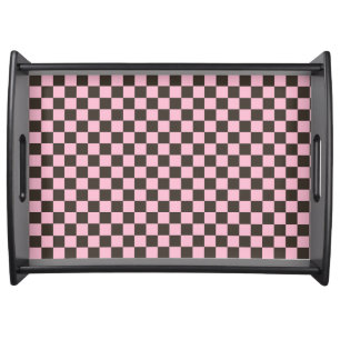 Cherry blossom checkered board pattern serving tray