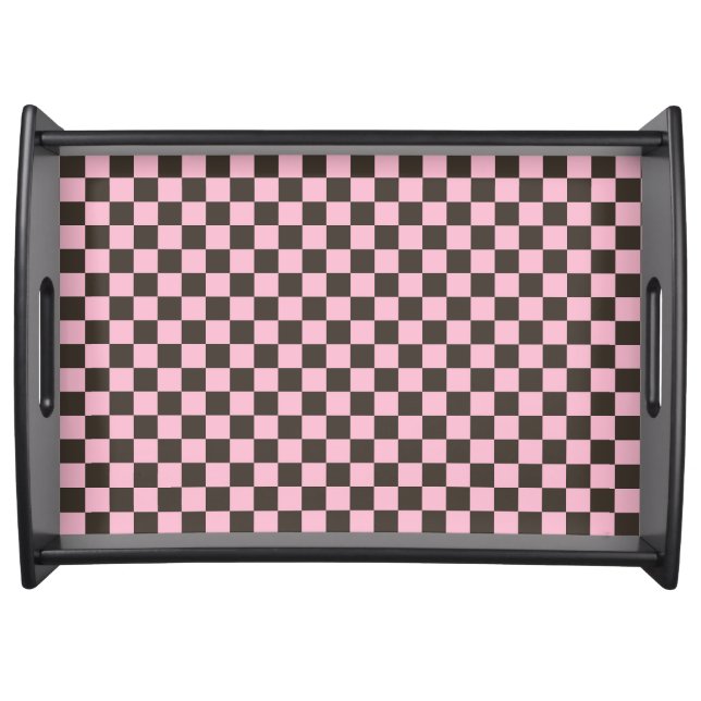Cherry blossom checkered board pattern serving tray (Front)