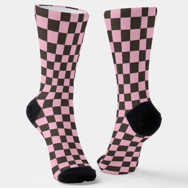 Cherry blossom checkered board pattern socks (Angled)
