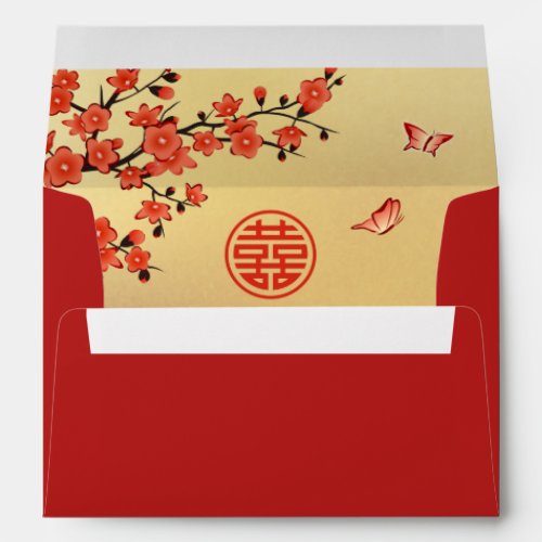Cherry Blossom Chinese Wedding Gold Red Envelope