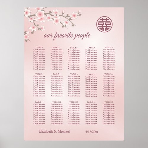 Cherry Blossom Chinese Wedding Seating Chart