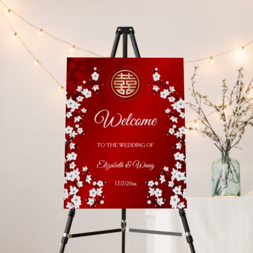 Cherry Blossom Chinese Wedding Welcome Foam Board